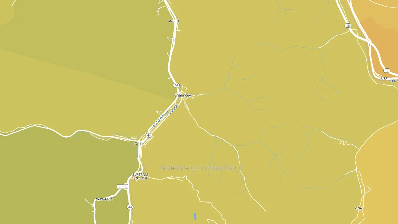 Chauncey, WV block-group voter-turnout map