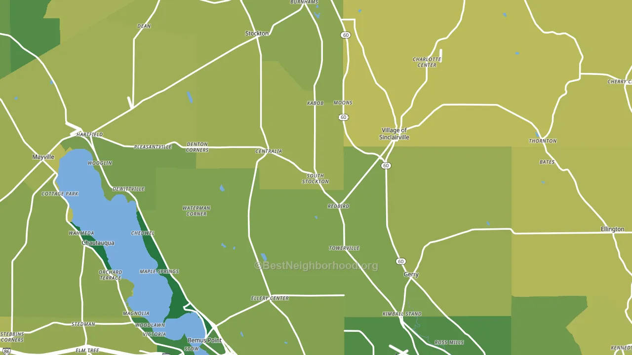 Chautauqua County, NY block-group voter-turnout map