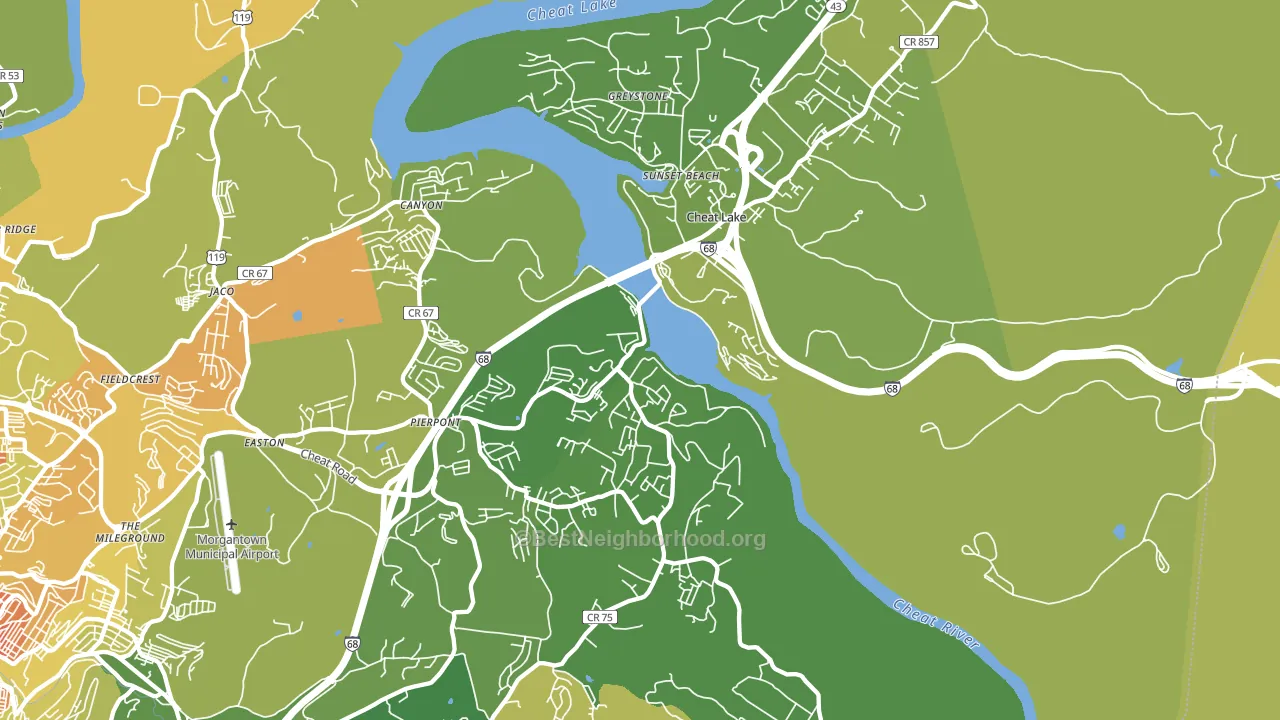Cheat Lake, WV block-group voter-turnout map