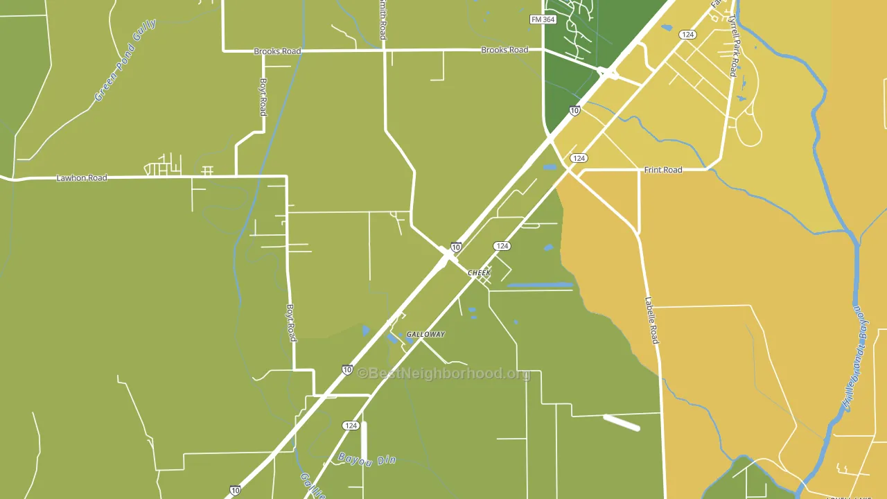 Cheek, TX block-group voter-turnout map