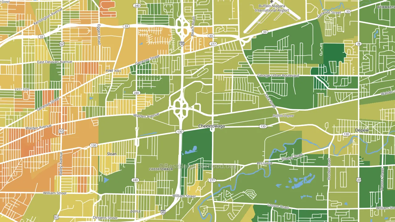 Cheektowaga, NY block-group voter-turnout map