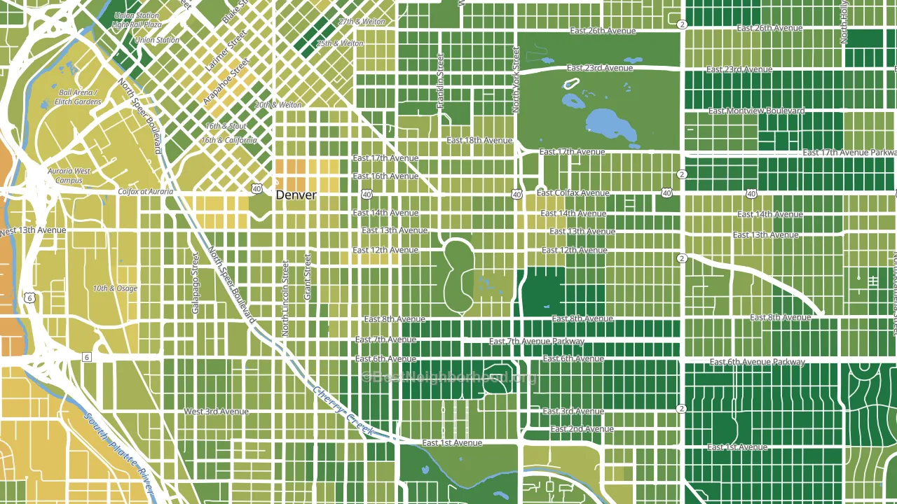 Cheesman Park, Denver, CO block-group voter-turnout map