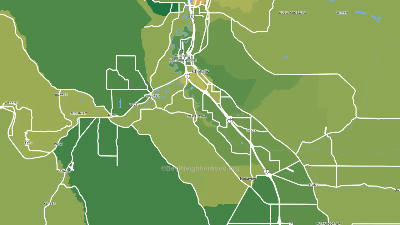 Chehalis, WA block-group voter-turnout map
