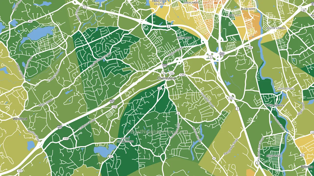 Chelmsford, MA block-group voter-turnout map