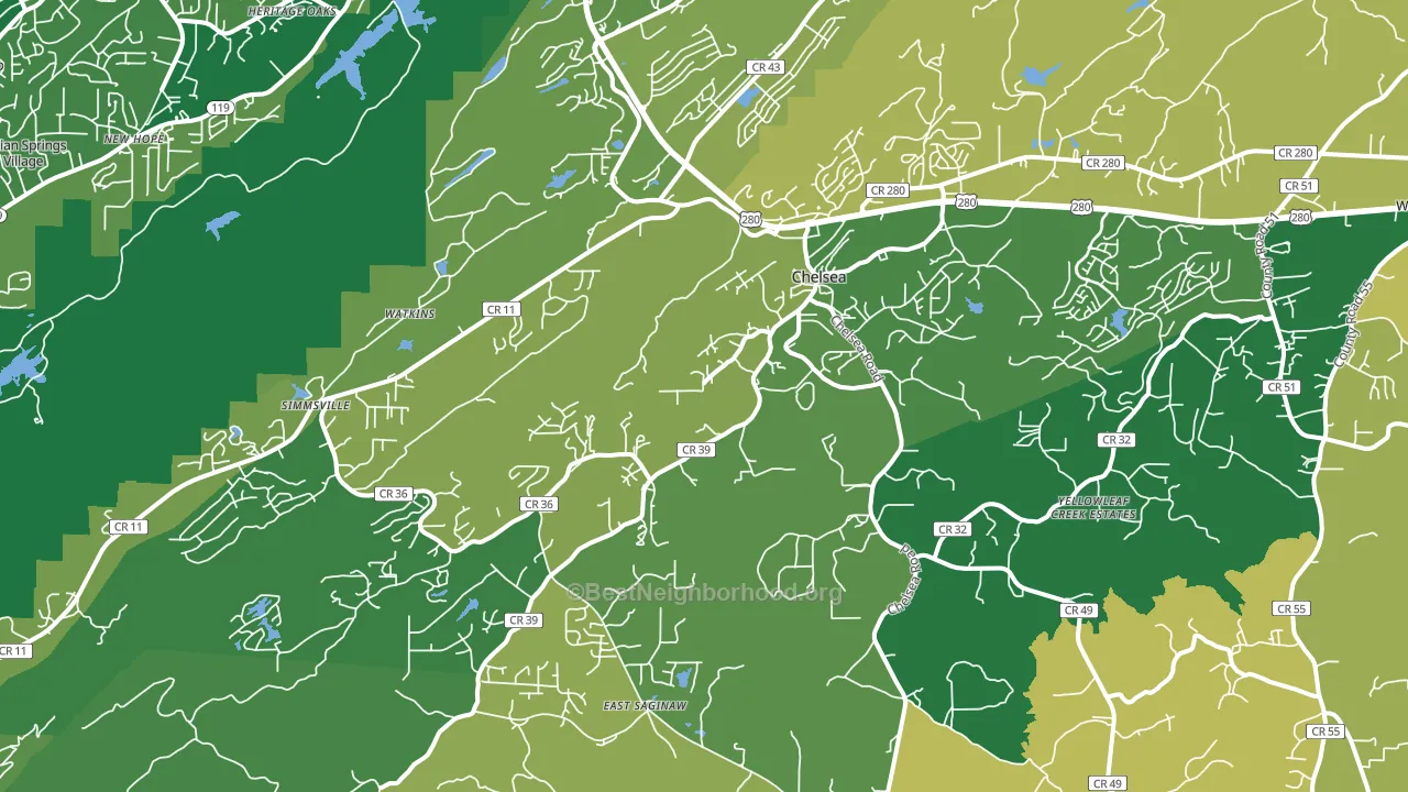 Chelsea, AL block-group voter-turnout map