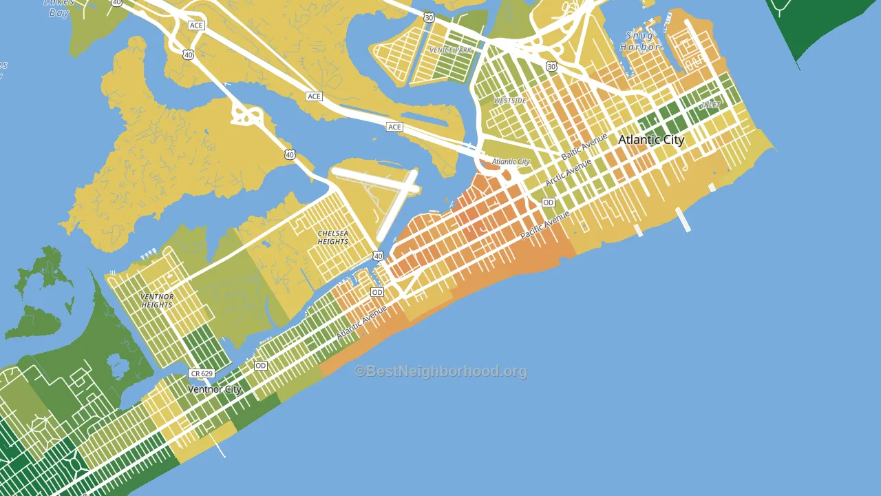 Chelsea, Atlantic City, NJ block-group voter-turnout map