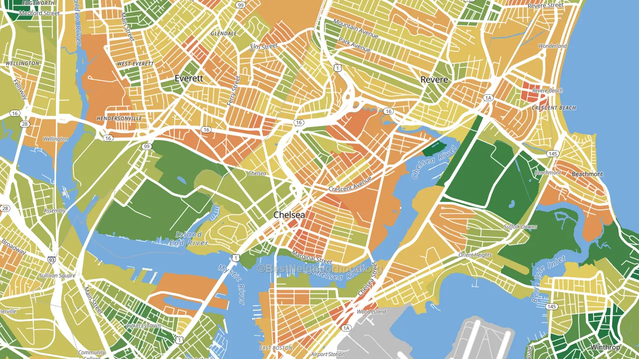 Chelsea, MA block-group voter-turnout map