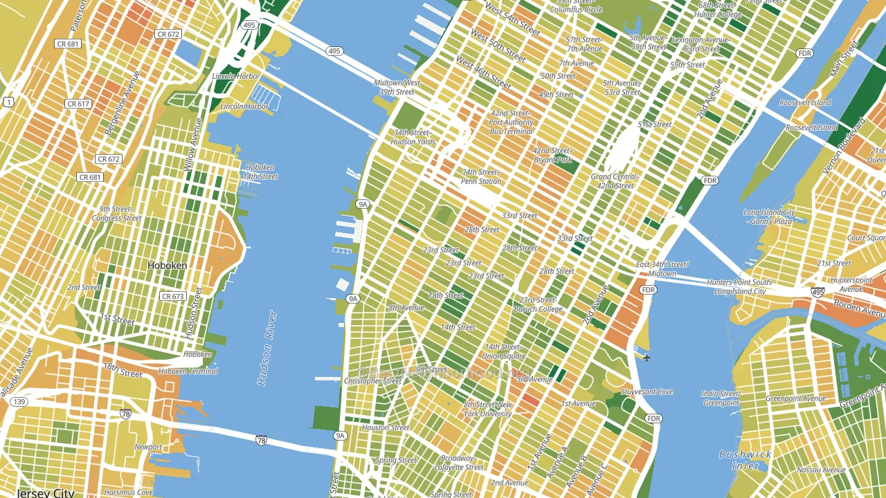 Chelsea, Manhattan, NY block-group voter-turnout map