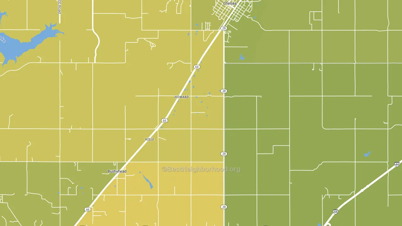 Chelsea, OK block-group voter-turnout map