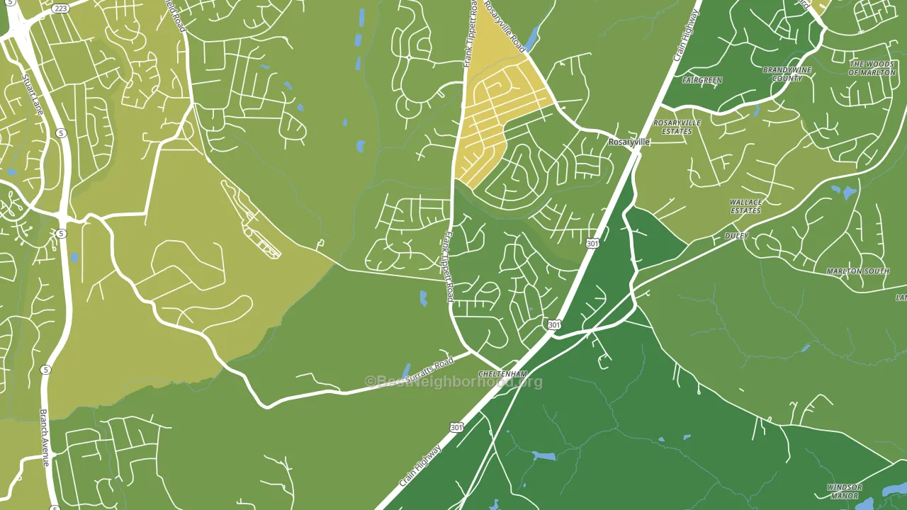 Cheltenham, MD block-group voter-turnout map