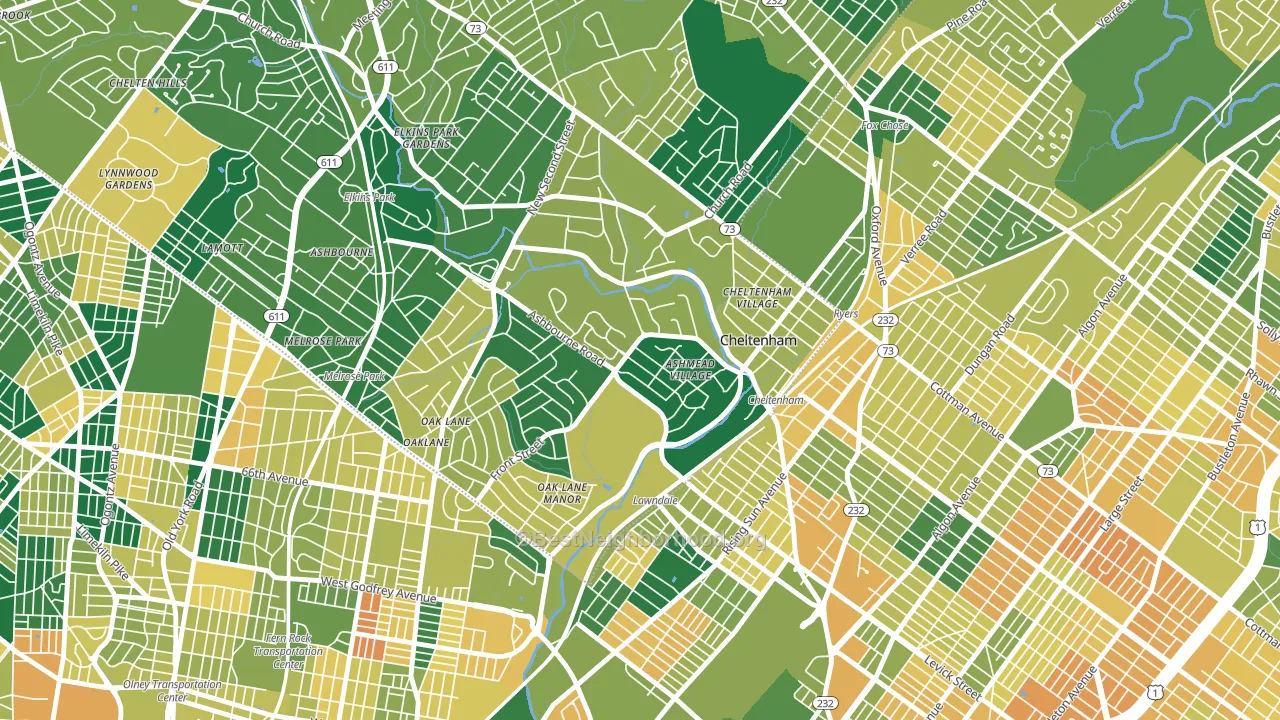 Cheltenham, PA block-group voter-turnout map