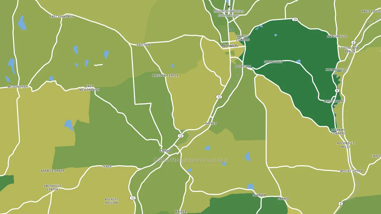 Chenango County, NY block-group voter-turnout map