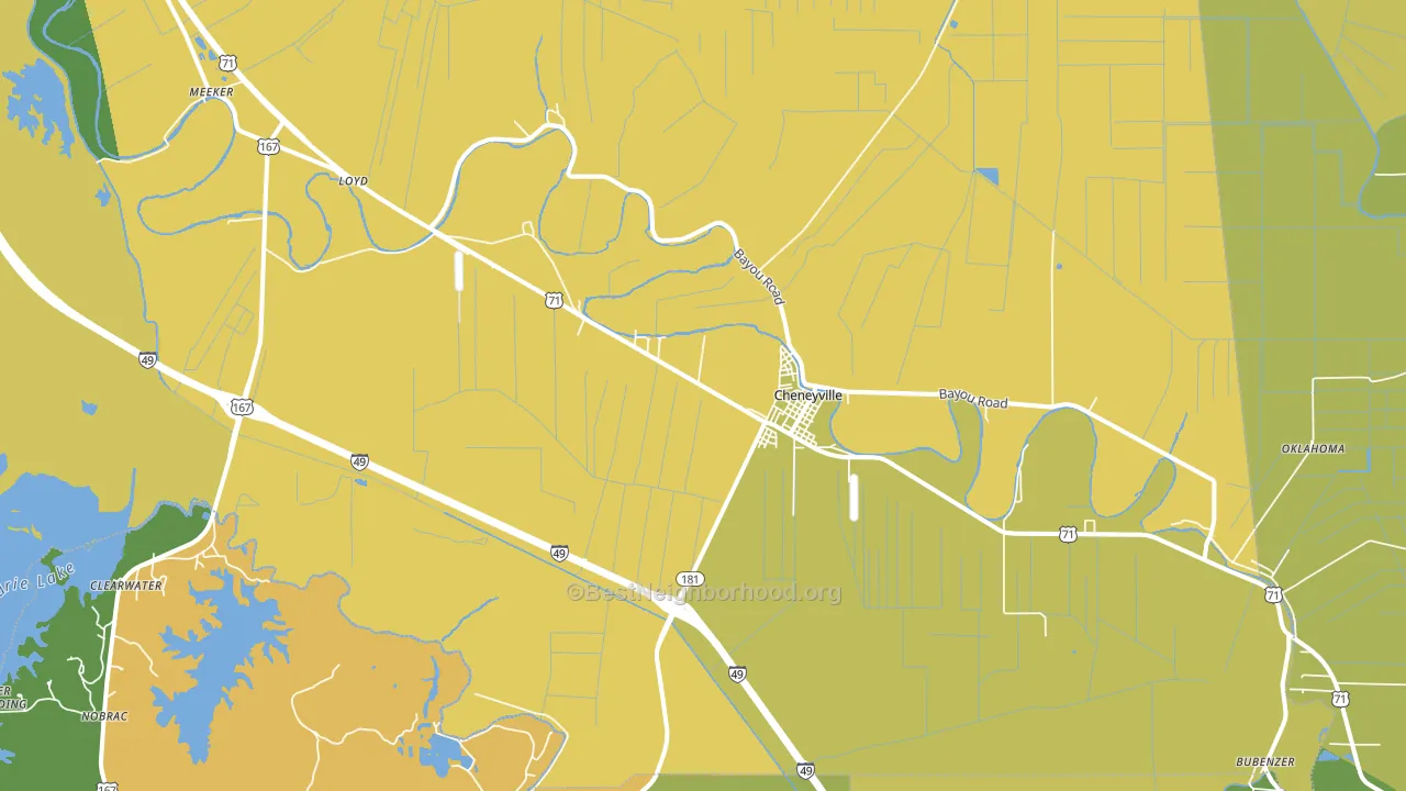 Cheneyville, LA block-group voter-turnout map