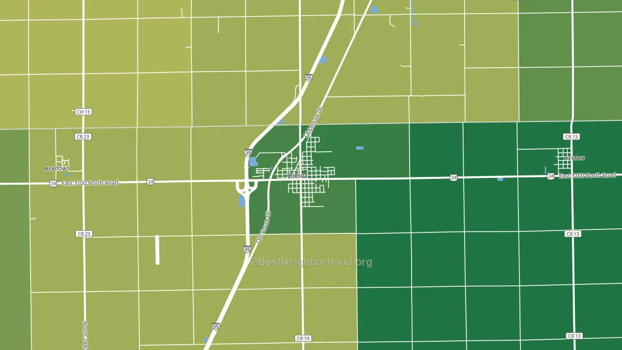Chenoa, IL block-group voter-turnout map