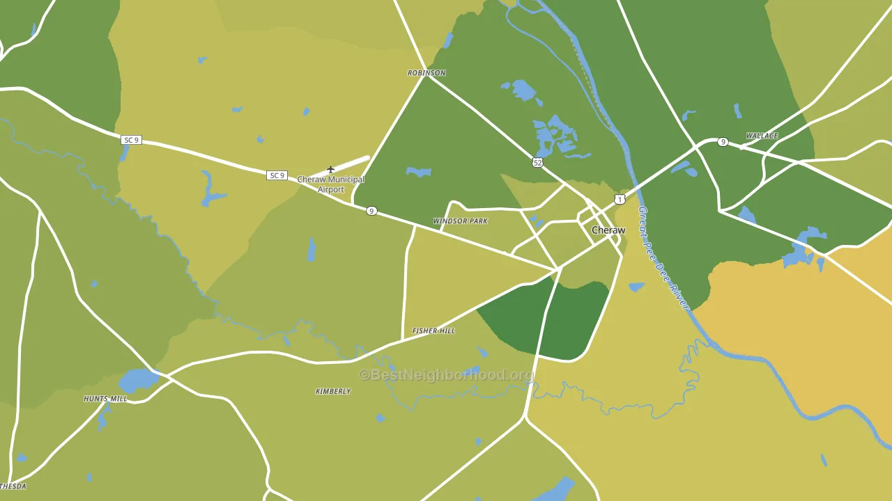Cheraw, SC block-group voter-turnout map