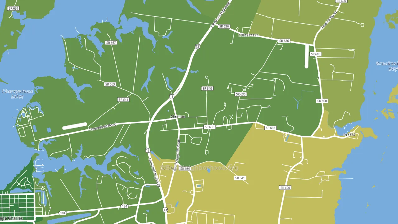 Cheriton, VA block-group voter-turnout map