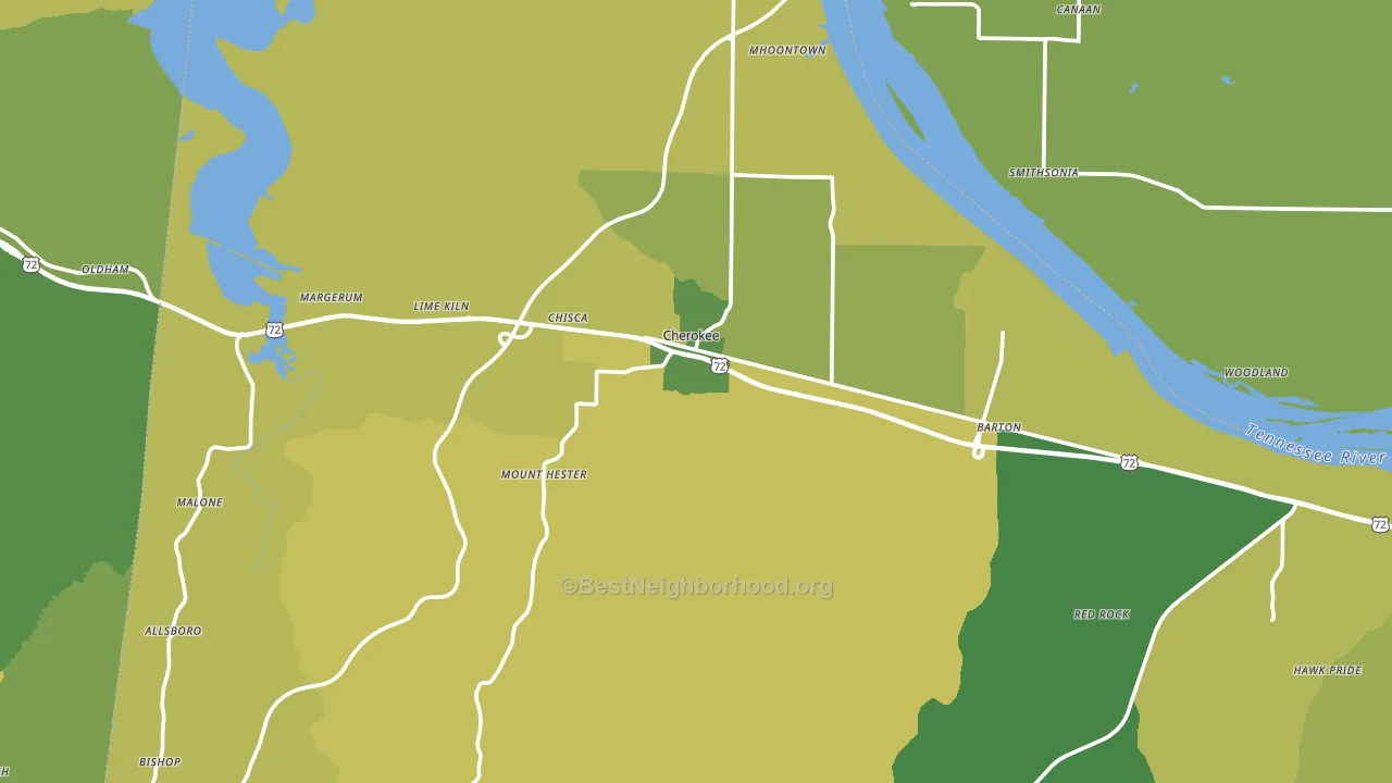 Cherokee, AL block-group voter-turnout map