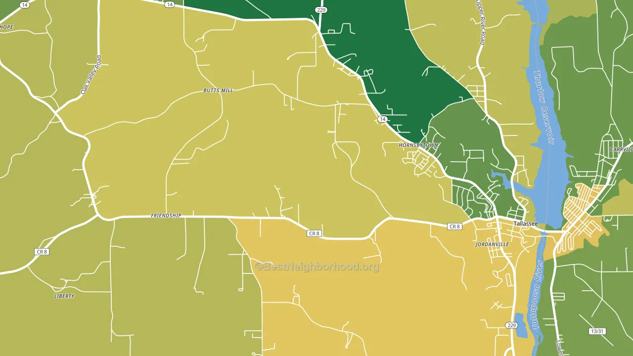 Cherokee Bluffs, AL block-group voter-turnout map