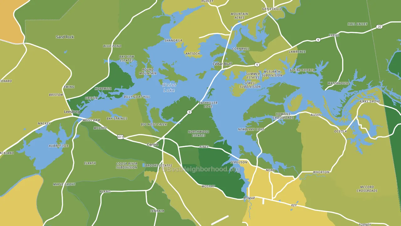 Cherokee County, AL block-group voter-turnout map