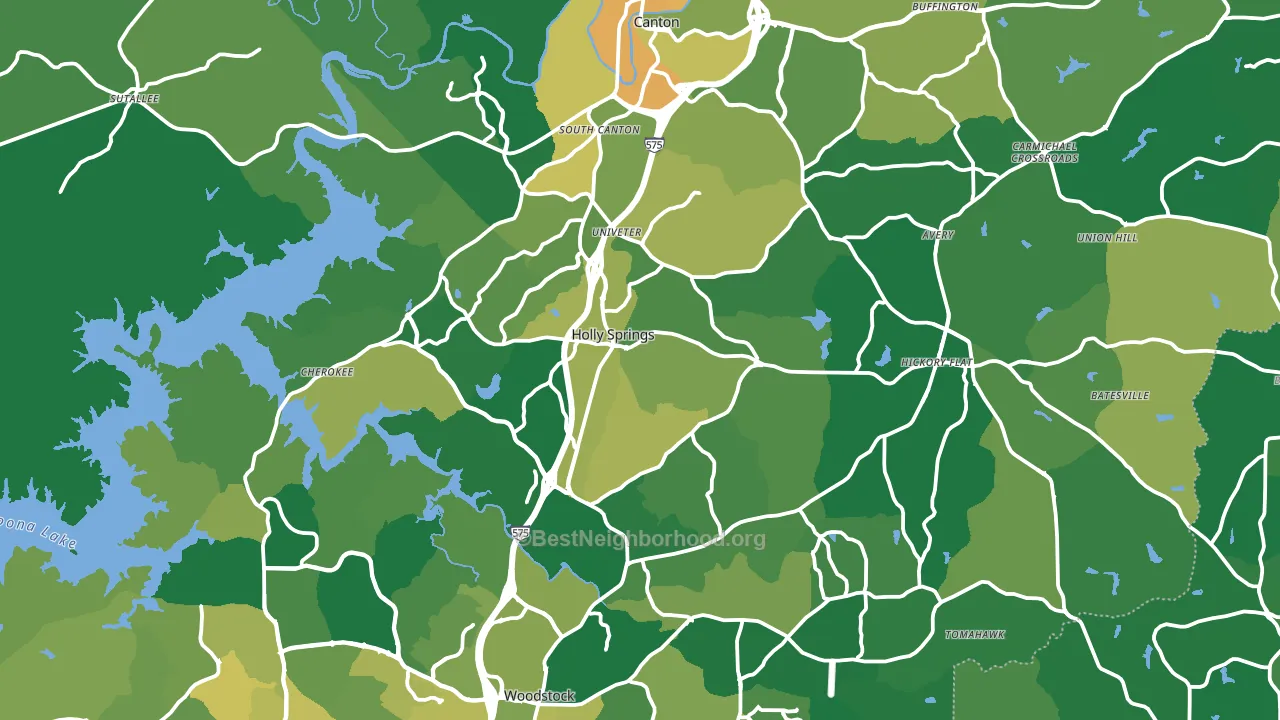 Cherokee County, GA block-group voter-turnout map
