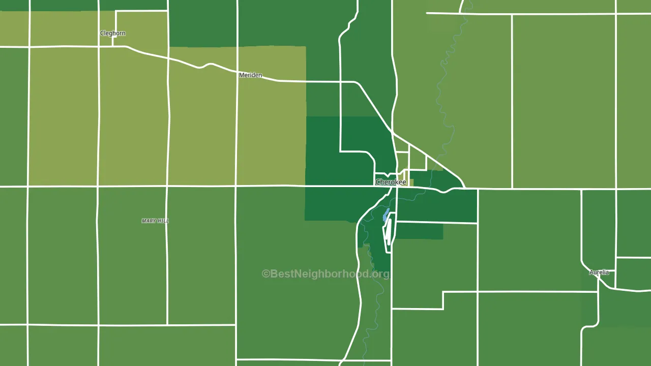 Cherokee County, IA block-group voter-turnout map