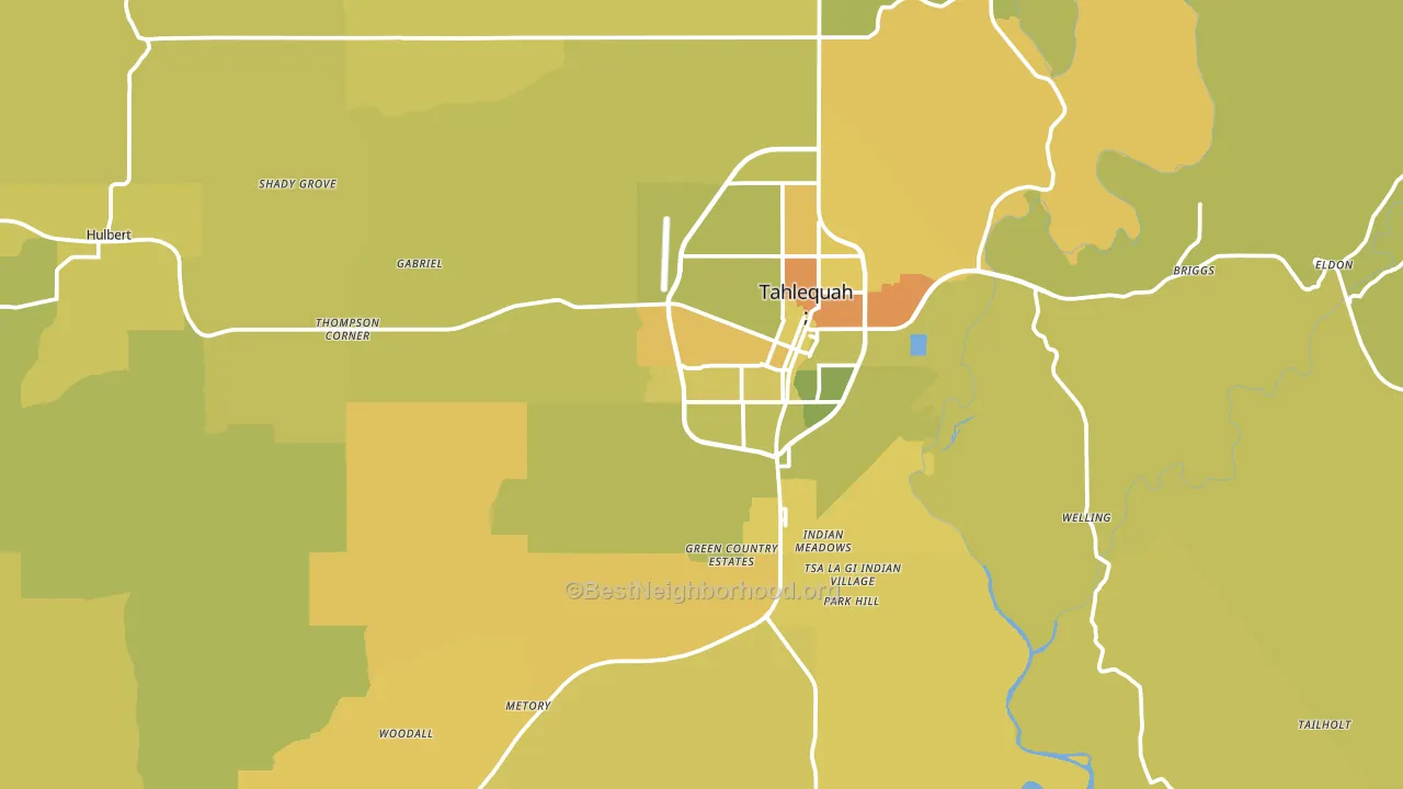 Cherokee County, OK block-group voter-turnout map