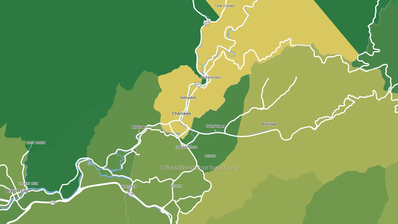 Cherokee, NC block-group voter-turnout map