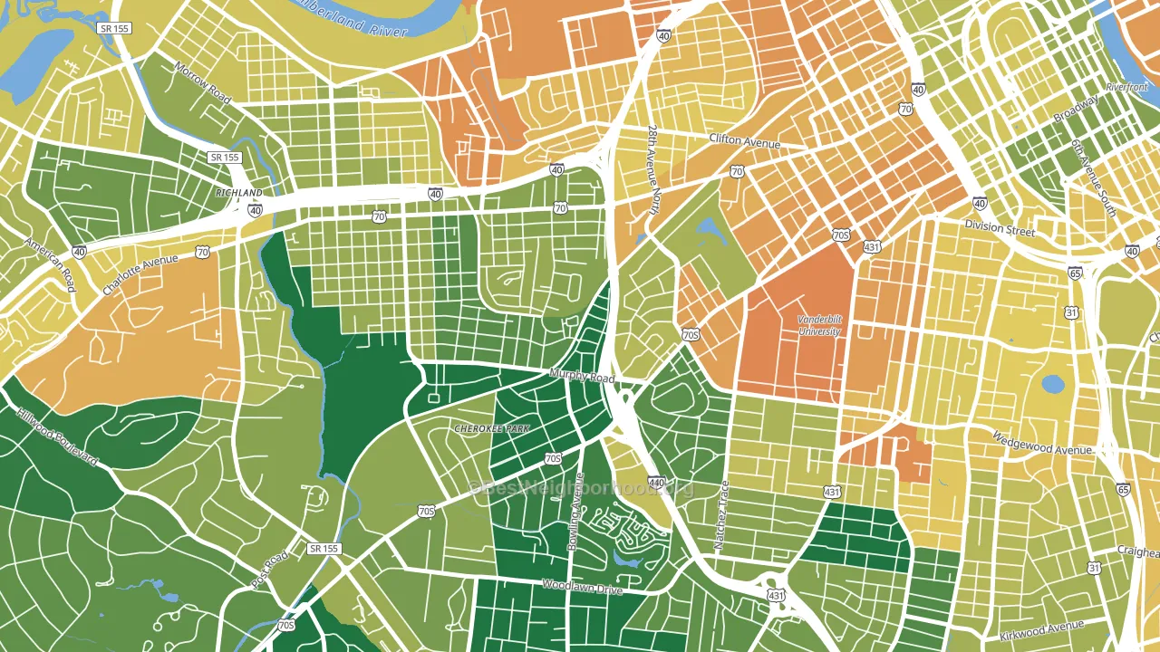 Cherokee Park, Nashville, TN block-group voter-turnout map