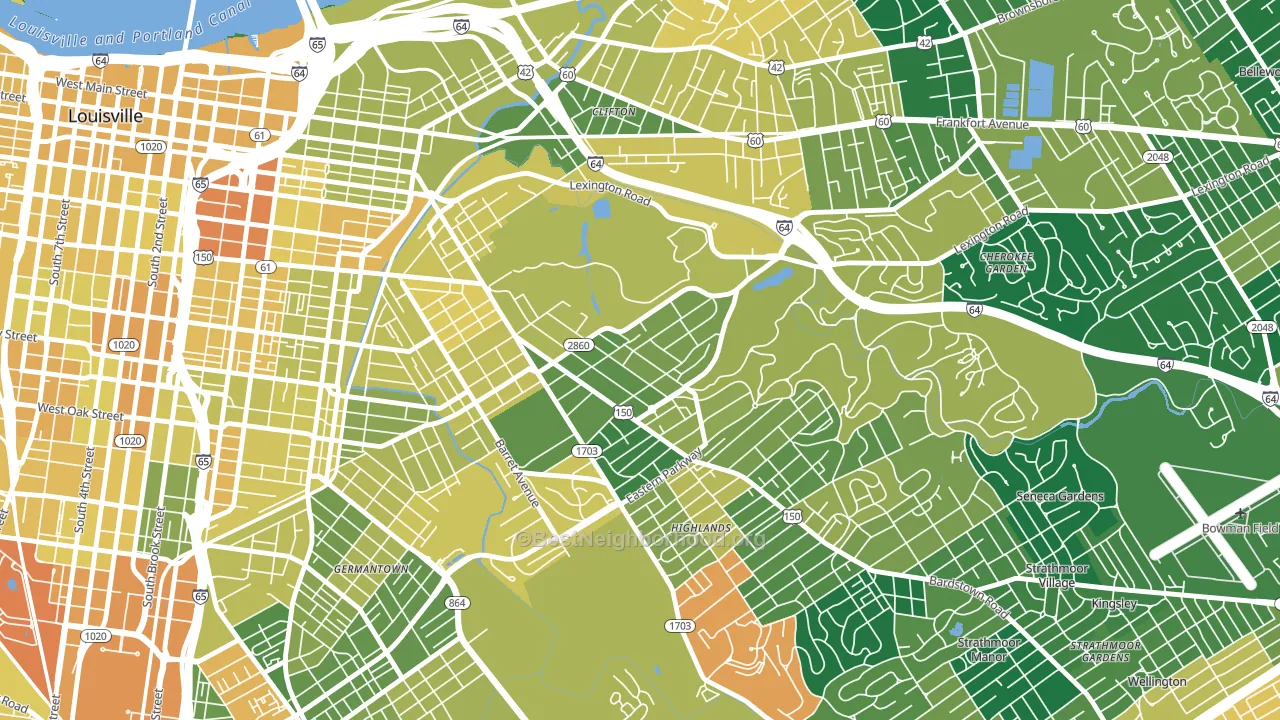 Cherokee Triangle, Louisville, KY block-group voter-turnout map