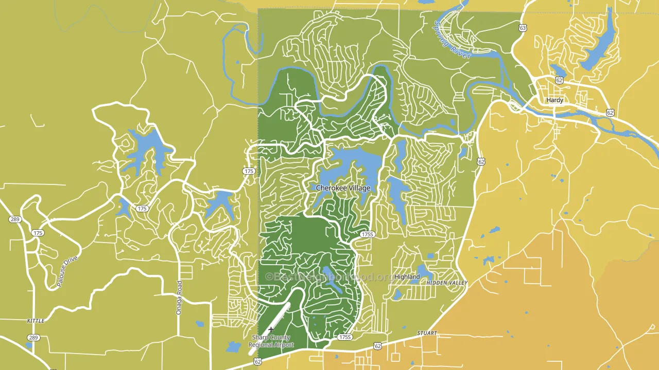 Cherokee Village, AR block-group voter-turnout map