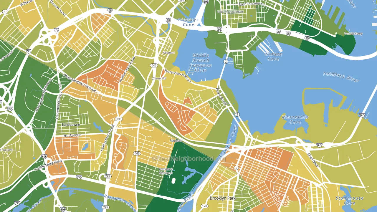 Cherry Hill, Brooklyn, MD block-group voter-turnout map