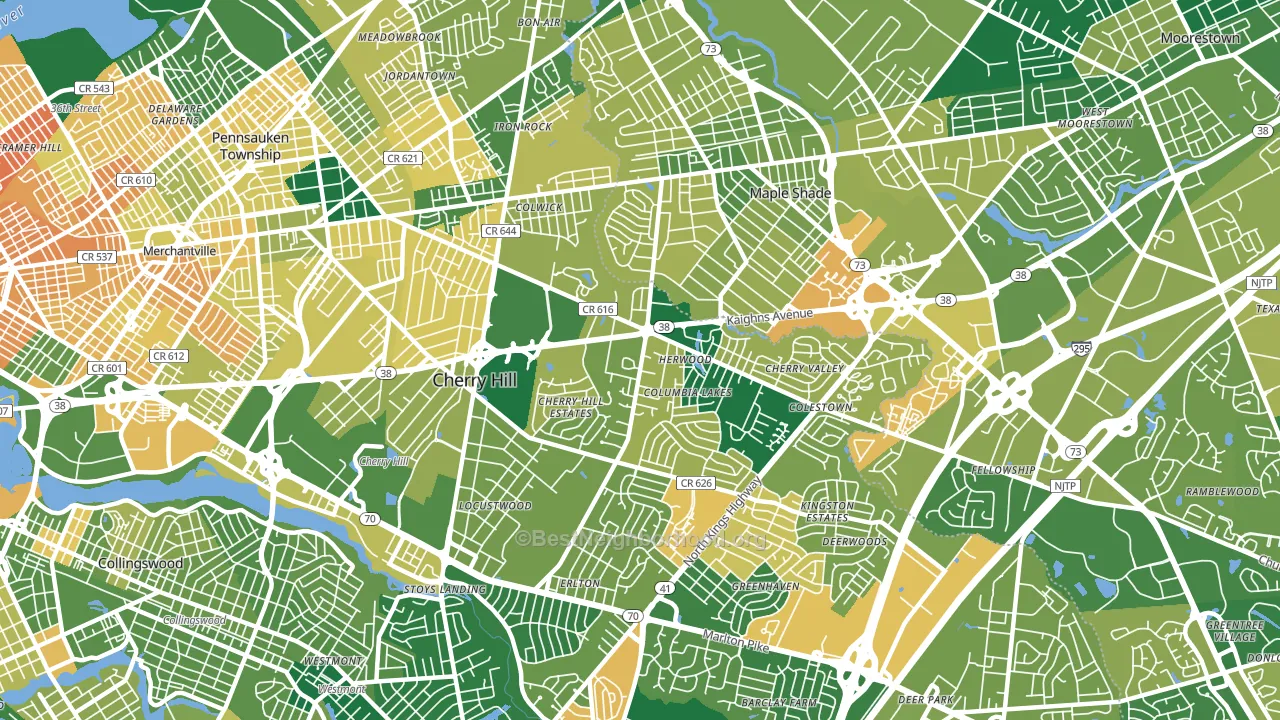 Cherry Hill Mall, NJ block-group voter-turnout map