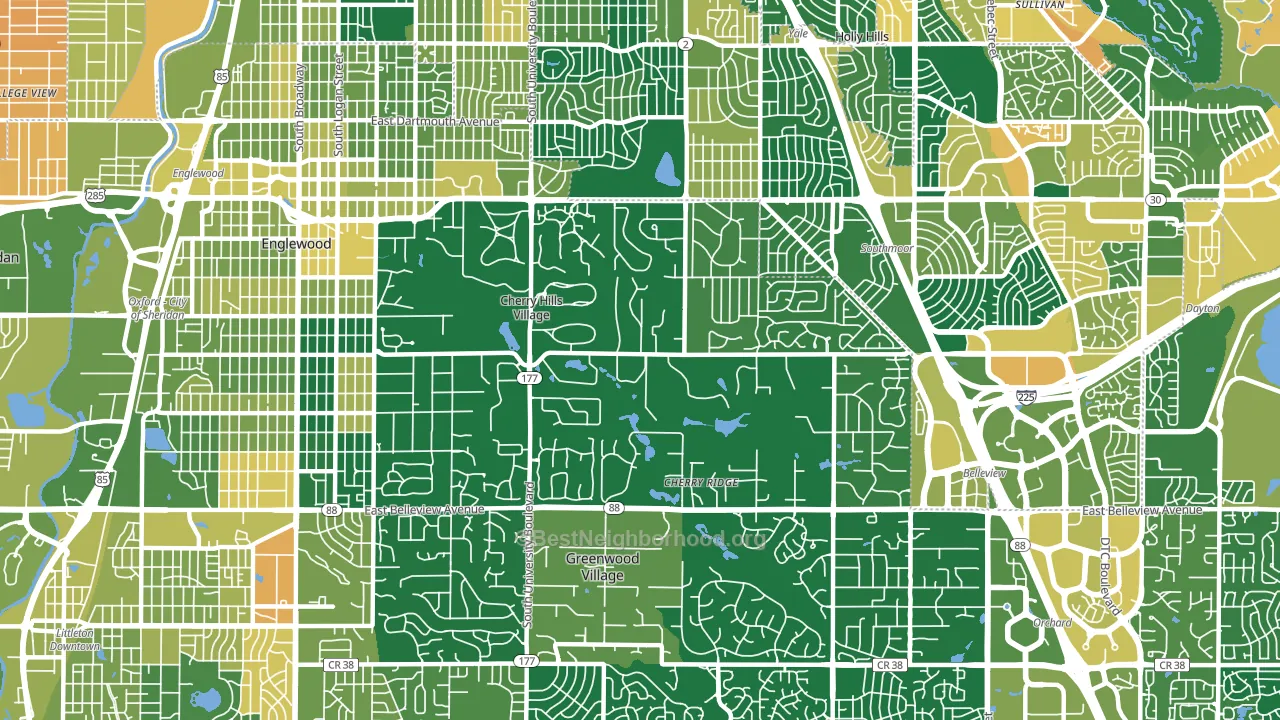 Cherry Hills Village, CO block-group voter-turnout map