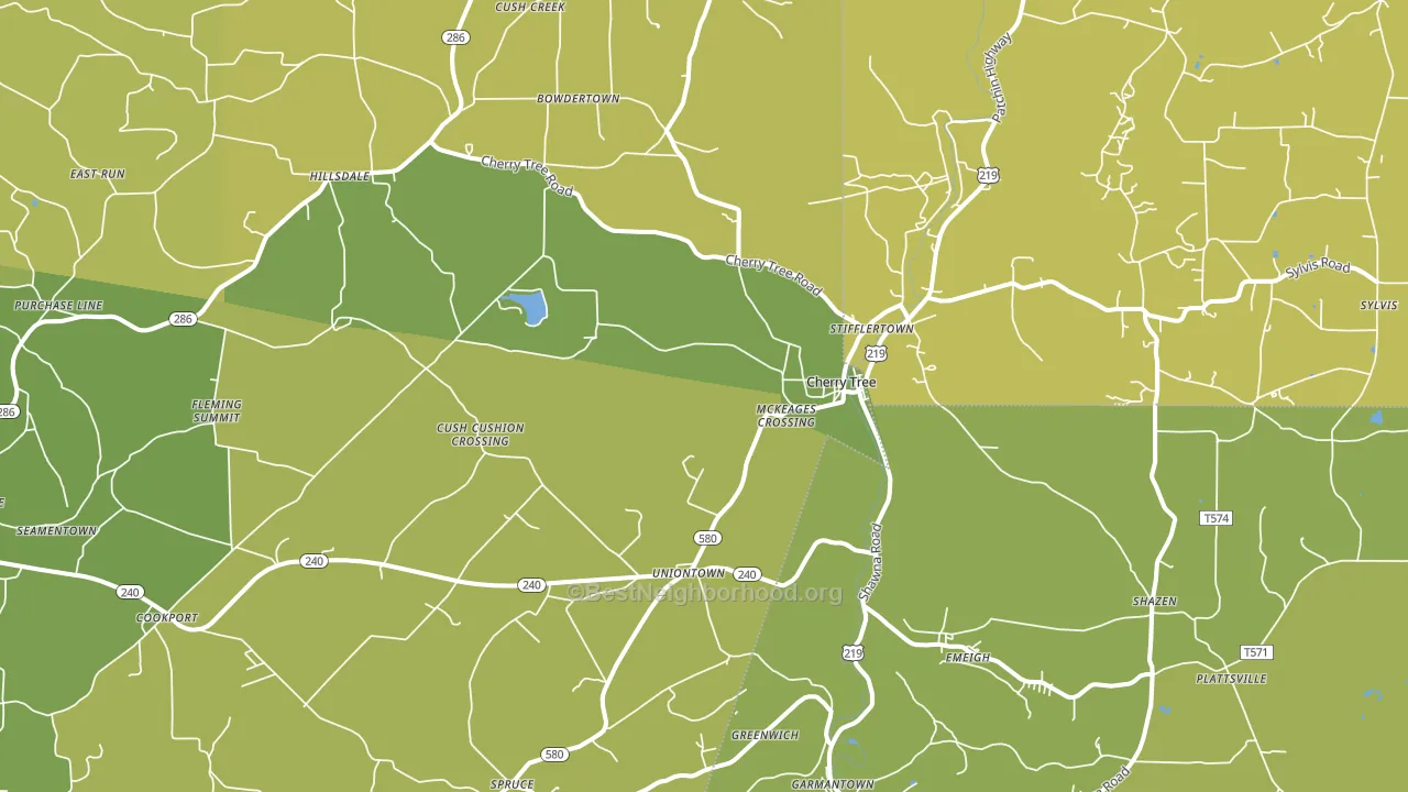 Cherry Tree, PA block-group voter-turnout map
