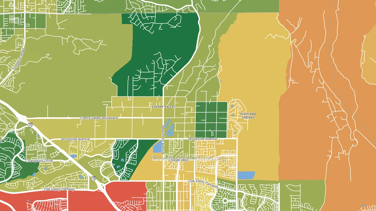 Cherry Valley, CA block-group voter-turnout map