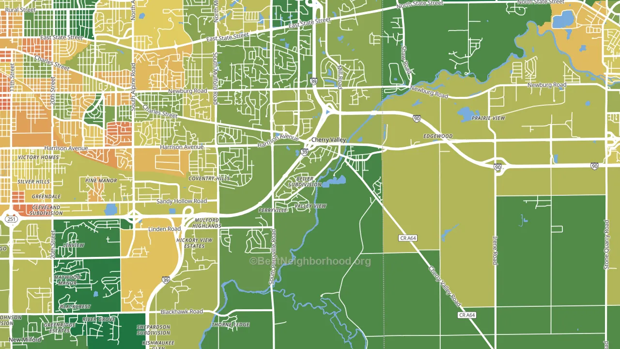Cherry Valley, IL block-group voter-turnout map