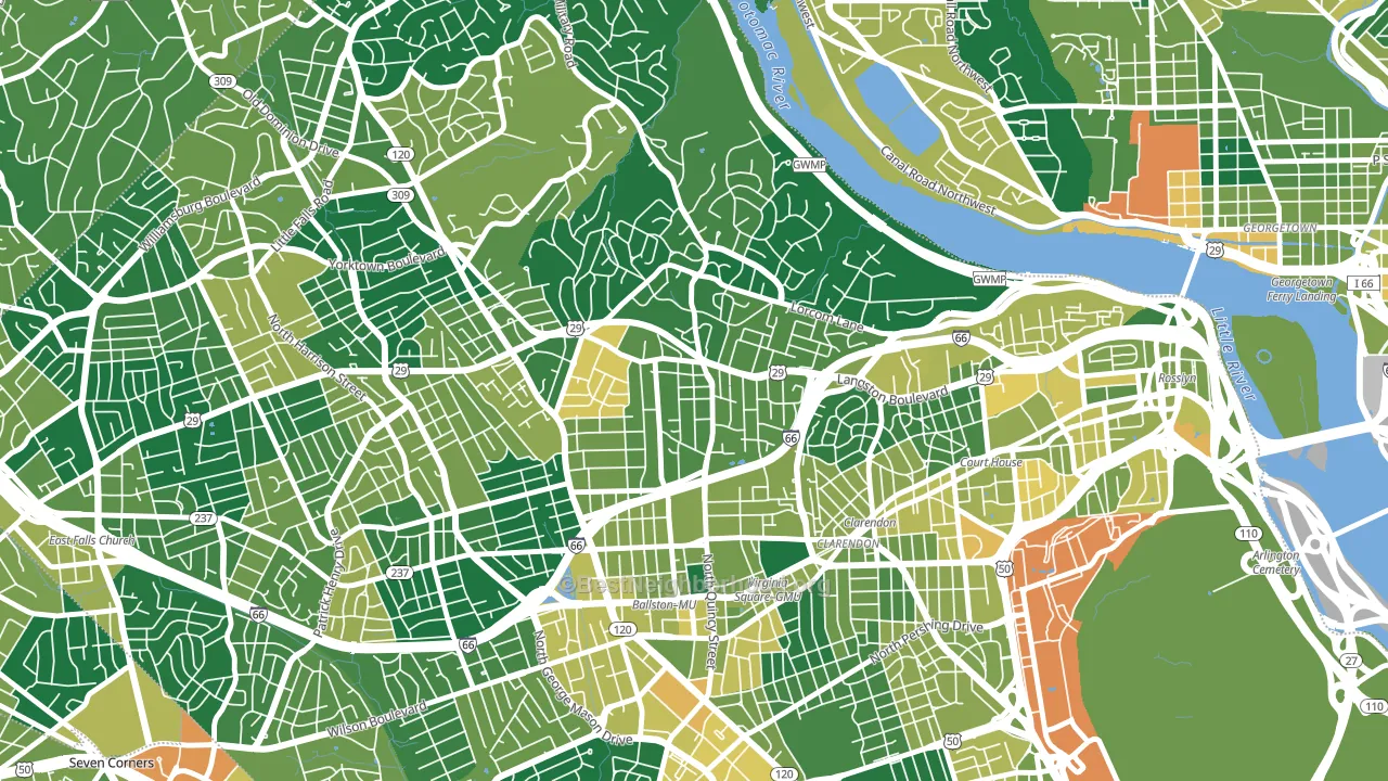 Cherrydale, Arlington, VA block-group voter-turnout map