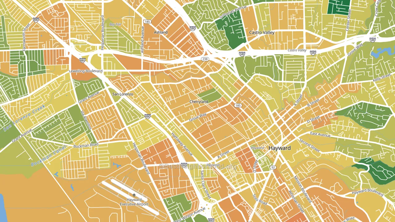 Cherryland, CA block-group voter-turnout map