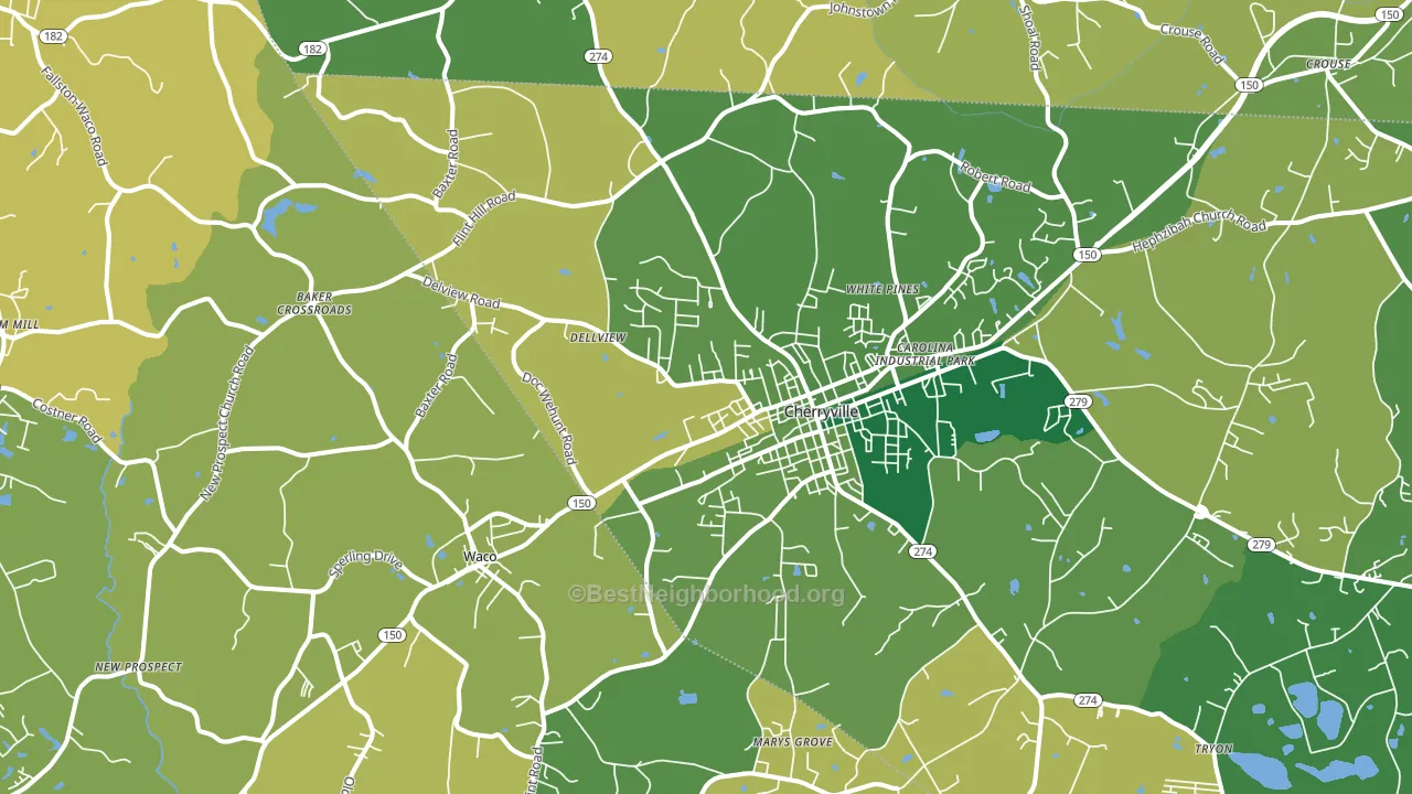 Cherryville, NC block-group voter-turnout map