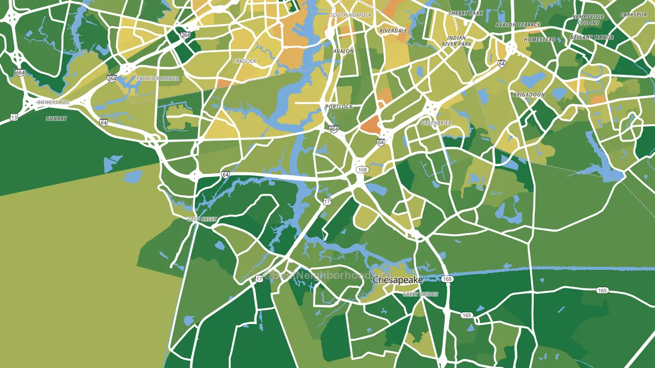Chesapeake City, VA block-group voter-turnout map