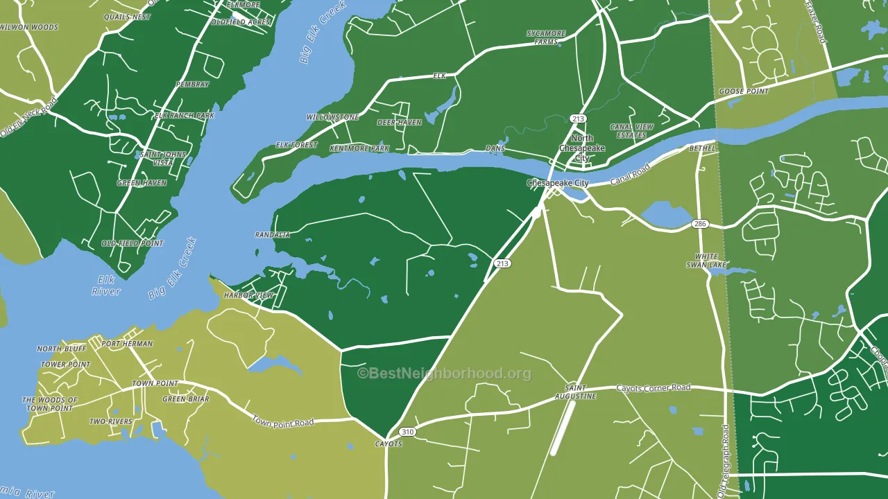 Chesapeake City, MD block-group voter-turnout map