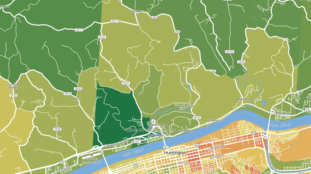 Chesapeake, OH block-group voter-turnout map