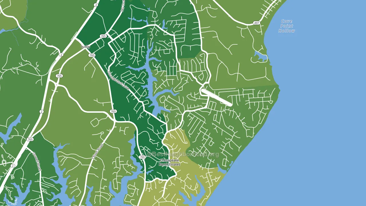 Chesapeake Ranch Estates, MD block-group voter-turnout map