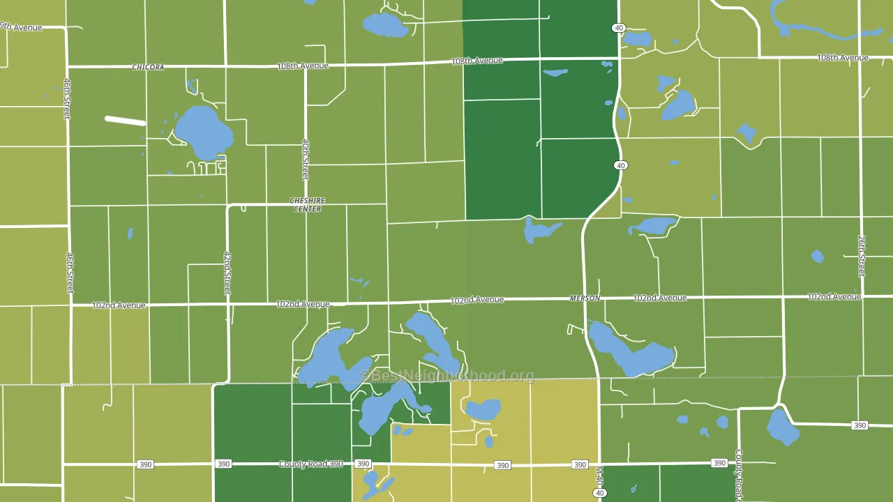 Cheshire Center, MI block-group voter-turnout map