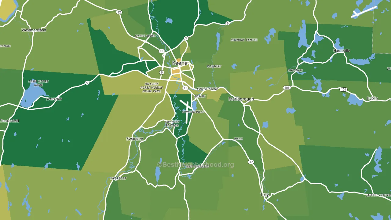 Cheshire County, NH block-group voter-turnout map