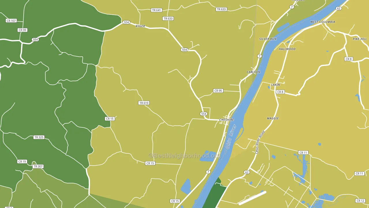Cheshire, OH block-group voter-turnout map