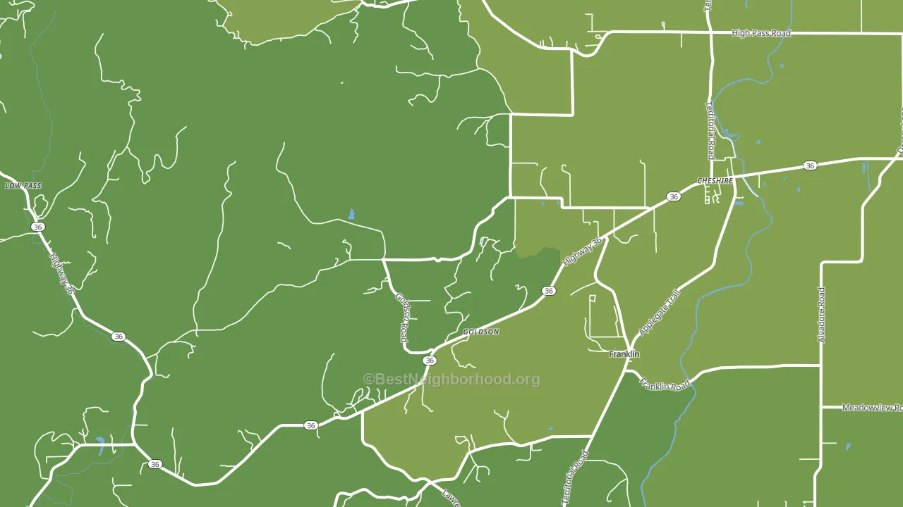 Cheshire, OR block-group voter-turnout map