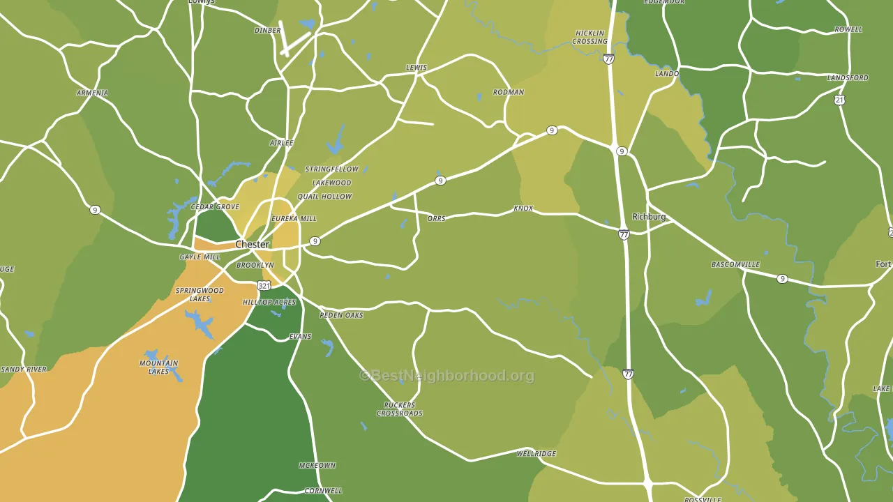 Chester County, SC block-group voter-turnout map