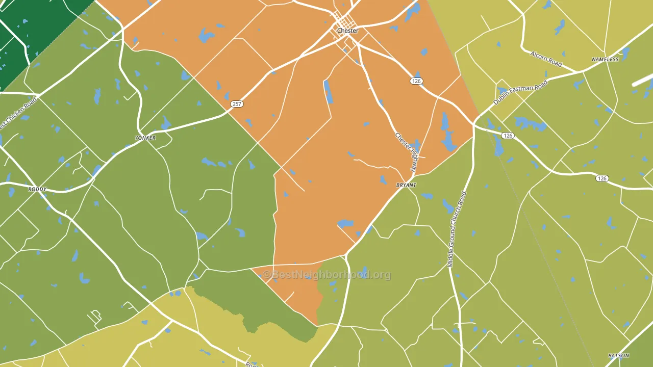 Chester, GA block-group voter-turnout map