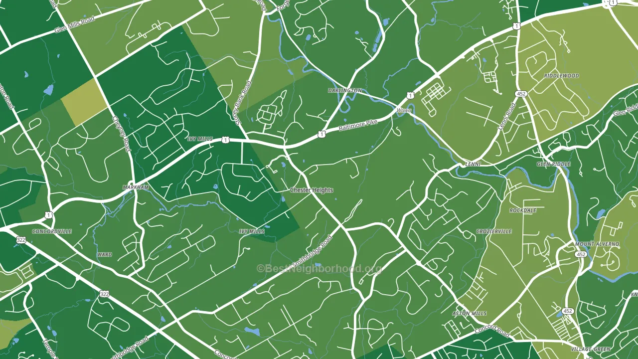 Chester Heights, PA block-group voter-turnout map